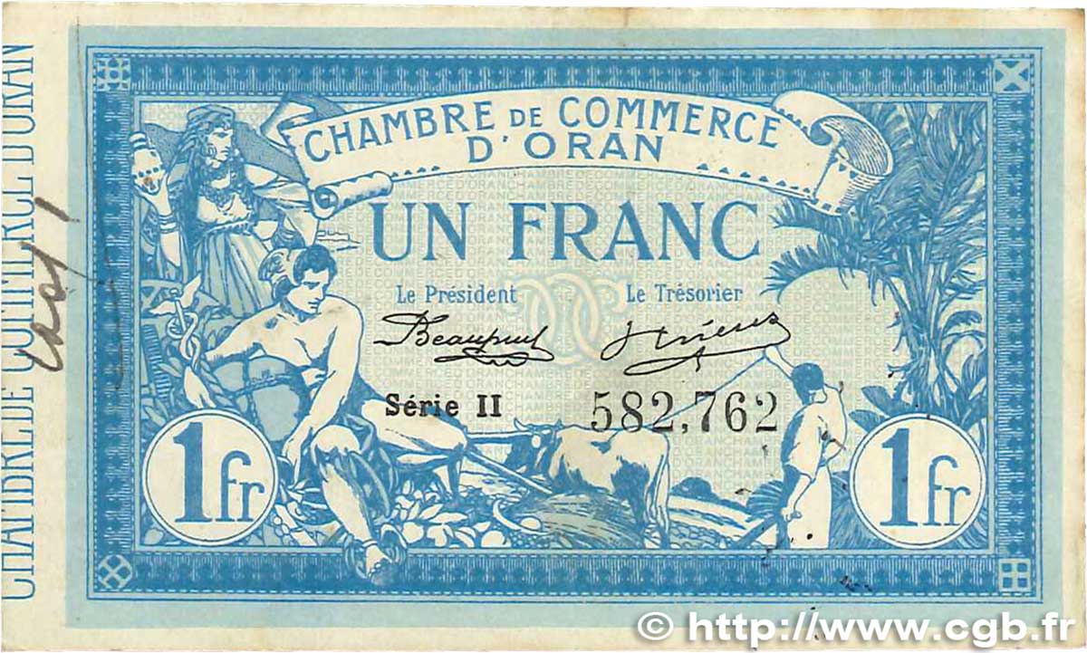 1 Franc FRANCE regionalismo e varie Oran 1915 JP.141.08 BB
