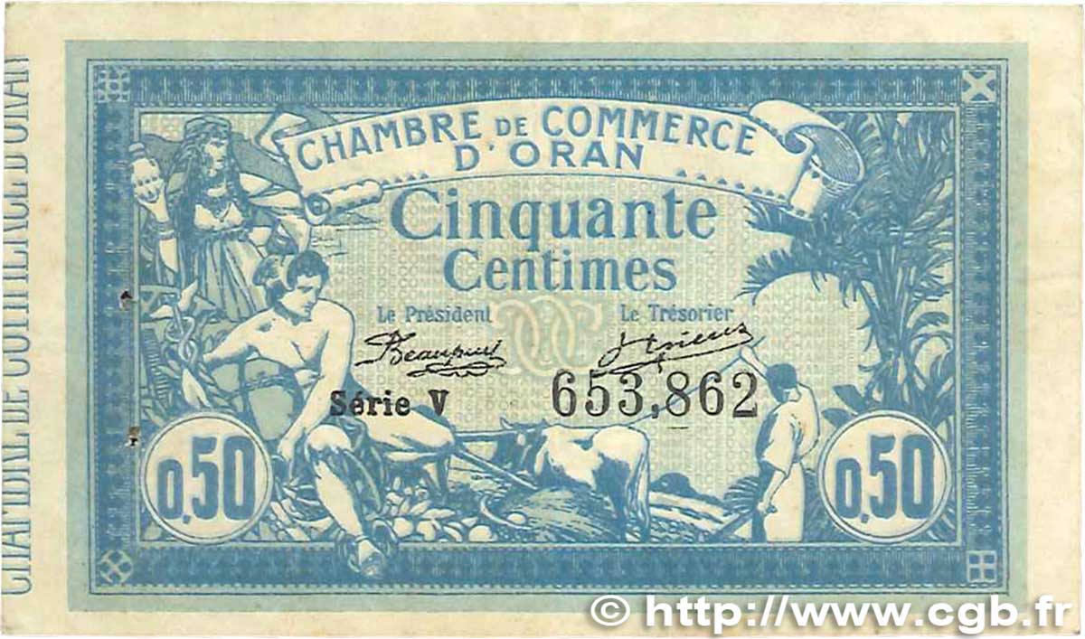 50 Centimes FRANCE Regionalismus und verschiedenen Oran 1915 JP.141.19 SS