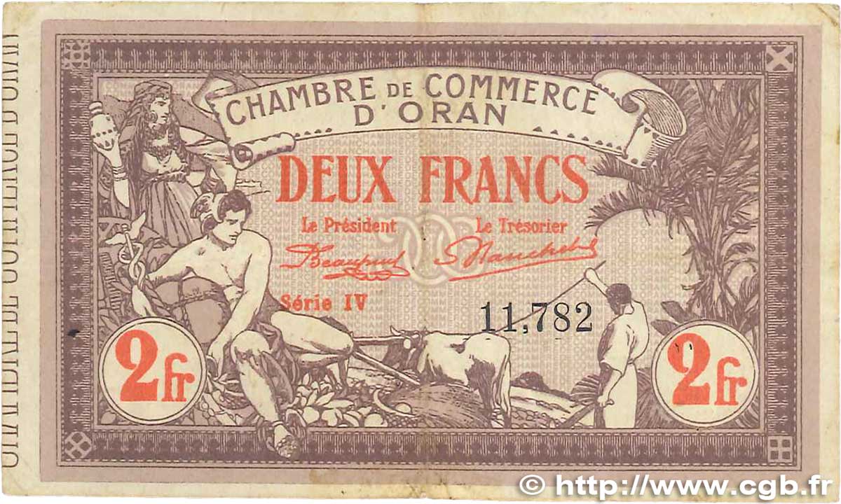 2 Francs FRANCE regionalismo e varie Oran 1920 JP.141.24 q.BB