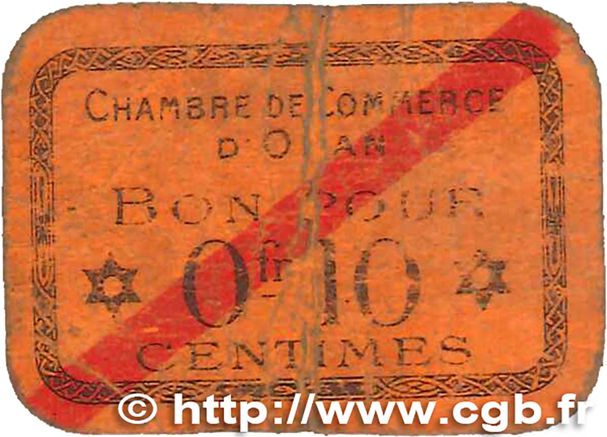 10 Centimes FRANCE regionalismo y varios Oran 1916 JP.141.51 RC+