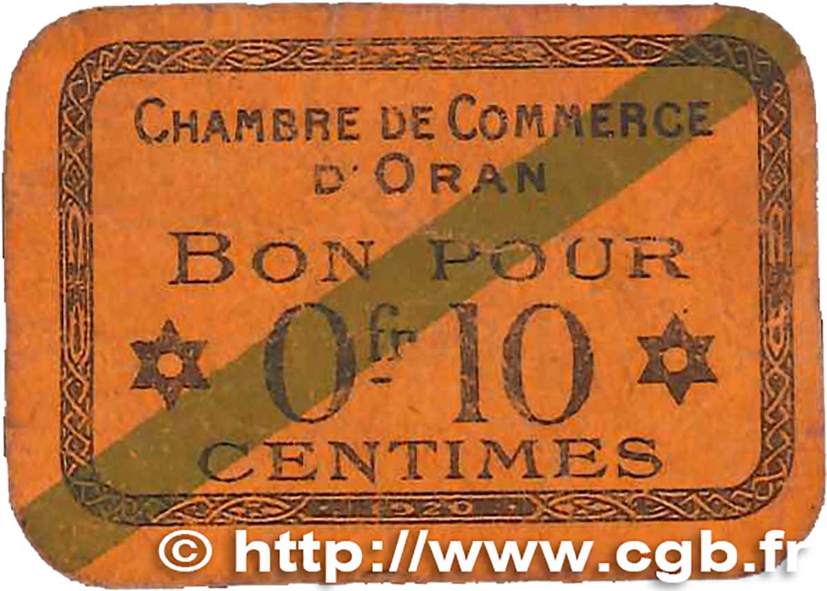 10 Centimes FRANCE regionalismo y varios Oran 1920 JP.141.57 BC