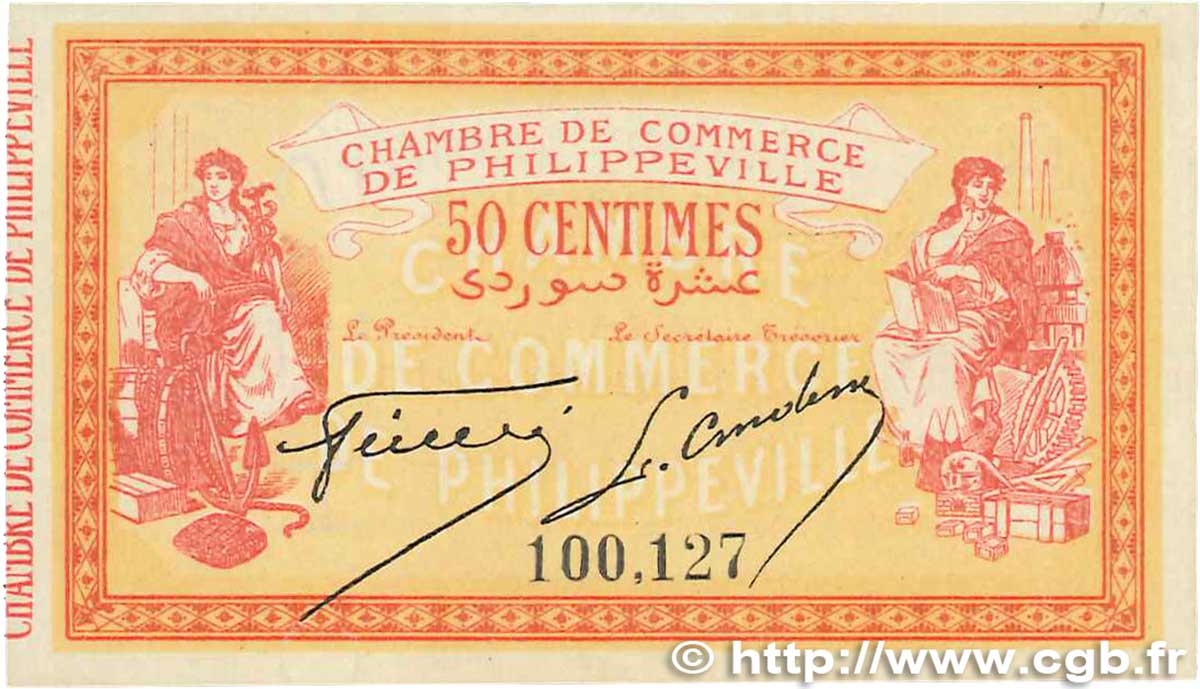 50 Centimes FRANCE regionalism and miscellaneous Philippeville 1914 JP.142.03 AU