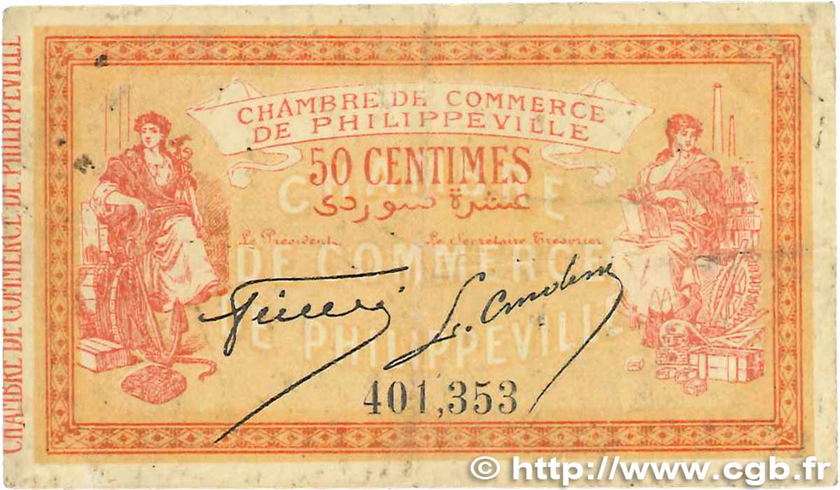 50 Centimes FRANCE Regionalismus und verschiedenen Philippeville 1914 JP.142.05 S