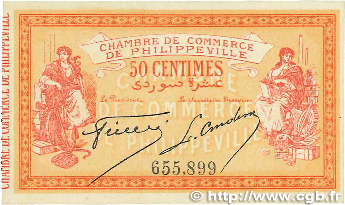 50 Centimes FRANCE Regionalismus und verschiedenen Philippeville 1914 JP.142.05 fST+