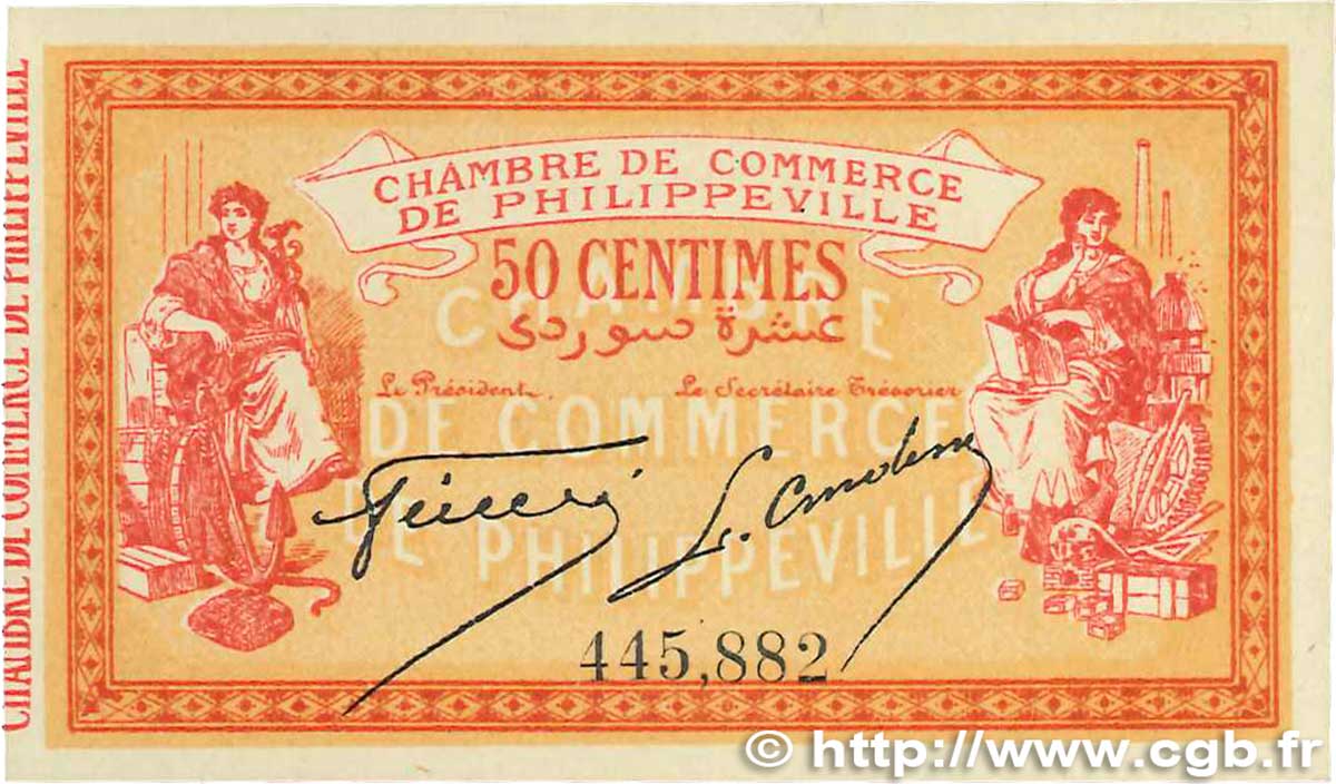 50 Centimes FRANCE regionalismo y varios Philippeville 1914 JP.142.05 FDC