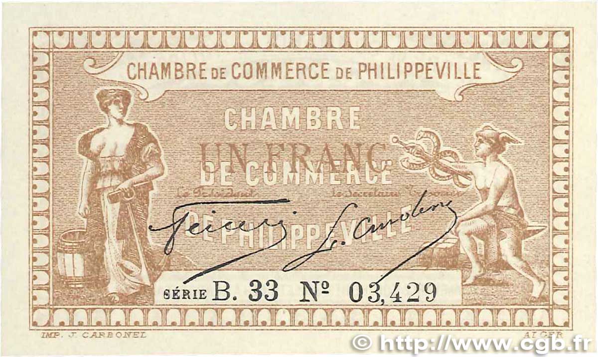 1 Franc FRANCE regionalism and miscellaneous Philippeville 1917 JP.142.09 UNC-