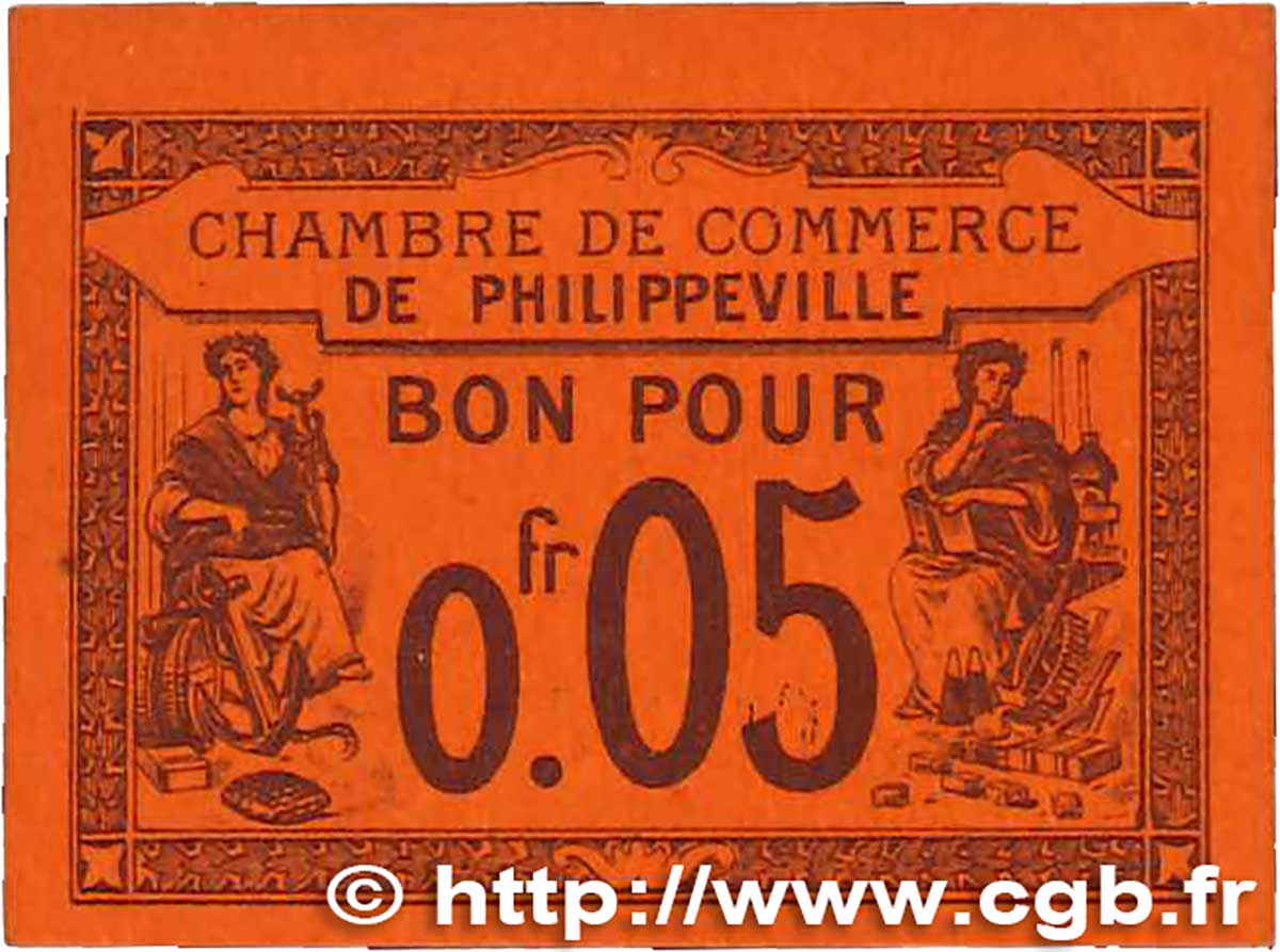 5 Centimes FRANCE regionalismo e varie Philippeville 1915 JP.142.12 AU+