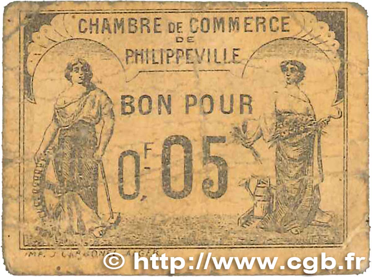 5 Centimes FRANCE regionalismo y varios Philippeville 1919 JP.142.14 RC