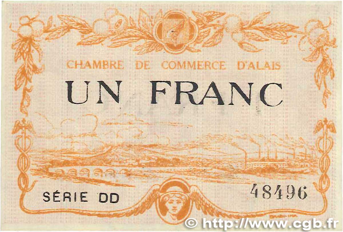 1 Franc FRANCE regionalismo y varios Alais. Nom Actuel : Alès 1916 JP.004.09 FDC