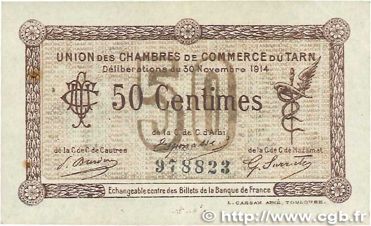 50 Centimes FRANCE regionalismo y varios  1914 JP.005.01var. EBC