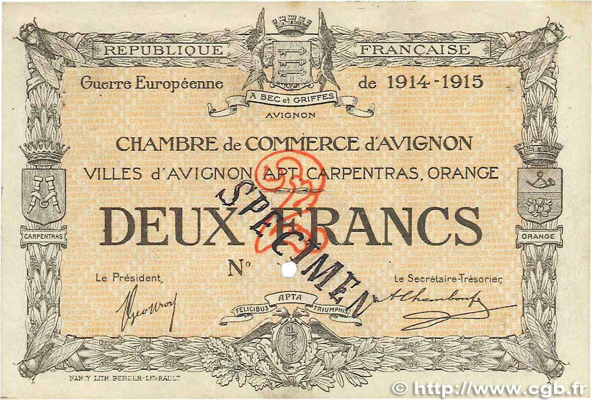2 Francs Épreuve FRANCE Regionalismus und verschiedenen  1915 JP.018.12var. SS