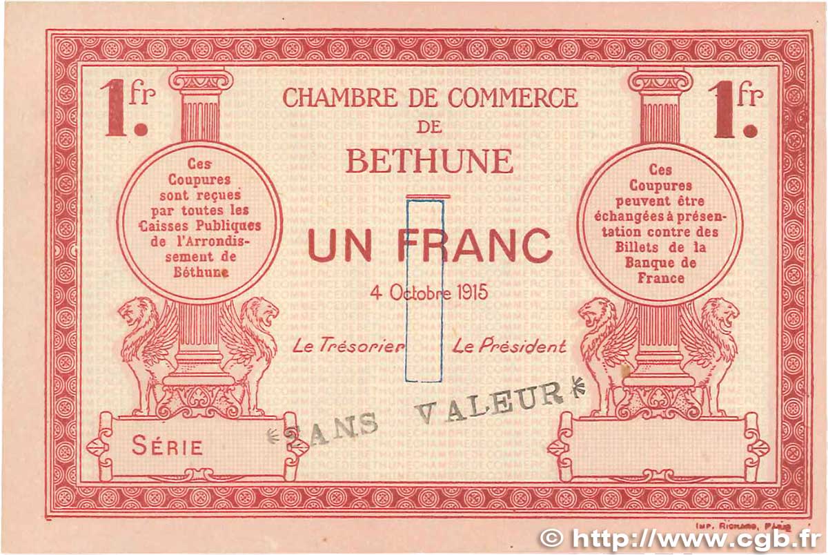 1 Franc Spécimen FRANCE regionalismo e varie Béthune 1915 JP.026.07 SPL+