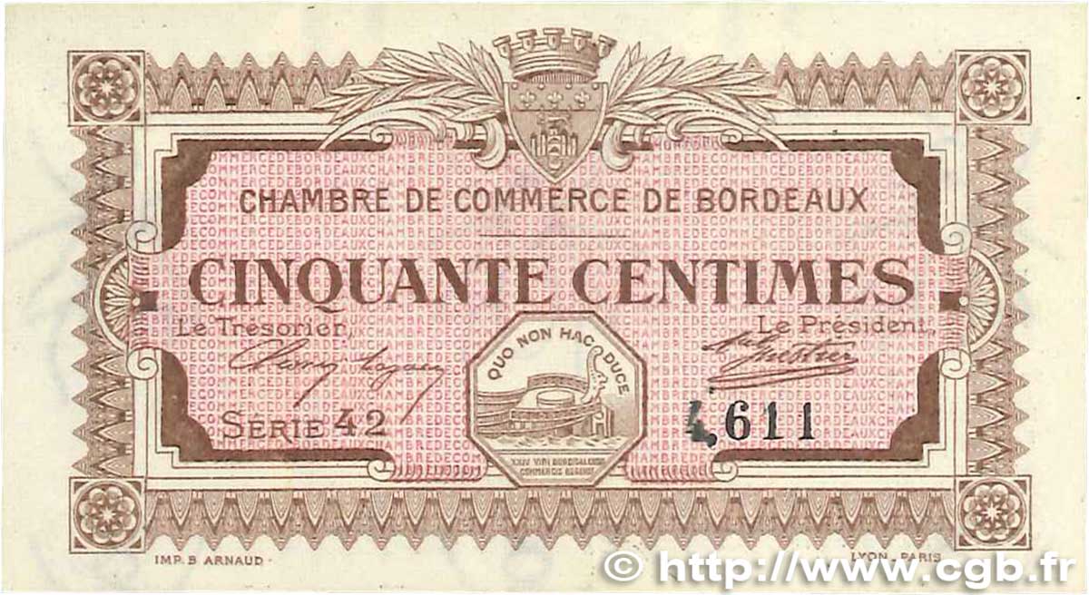 50 Centimes FRANCE régionalisme et divers Bordeaux 1917 JP.030.11 SUP+