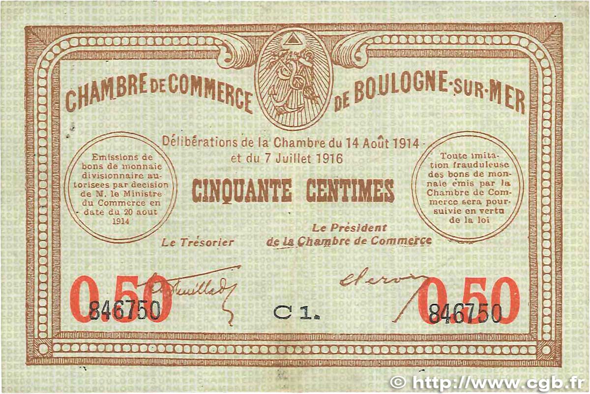 50 Centimes FRANCE Regionalismus und verschiedenen Boulogne-Sur-Mer  1914 JP.031.17 S