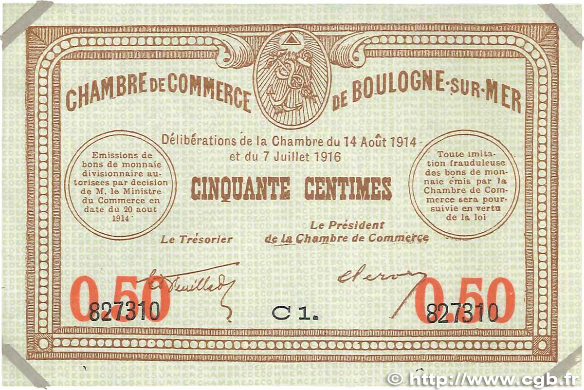 50 Centimes FRANCE regionalism and various Boulogne-Sur-Mer  1914 JP.031.17 VF