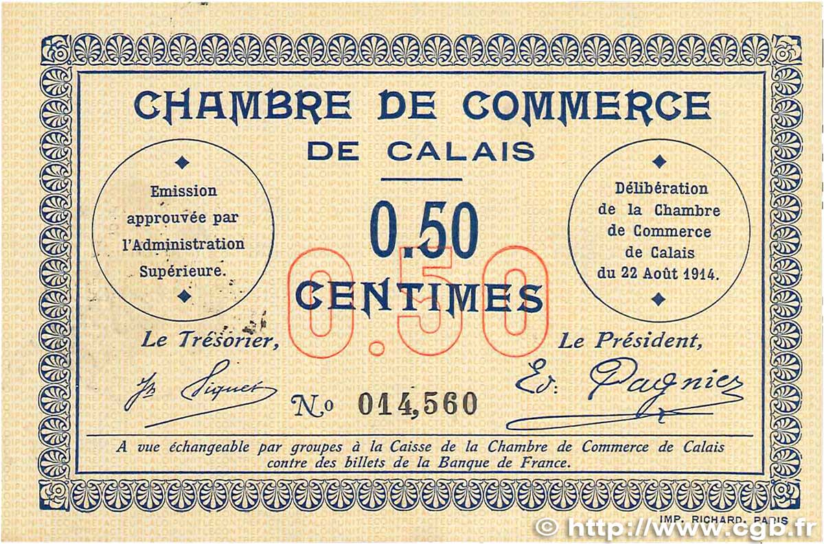 50 Centimes FRANCE regionalismo e varie Calais 1914 JP.036.01 SPL