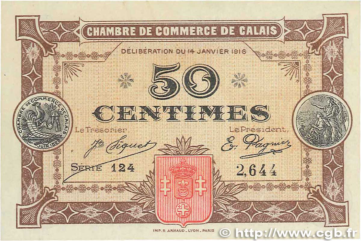 50 Centimes FRANCE Regionalismus und verschiedenen Calais 1916 JP.036.21 VZ+