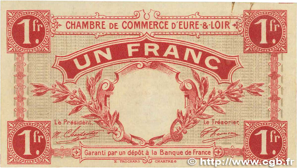 1 Franc FRANCE regionalism and various Chartres 1915 JP.045.03 AU