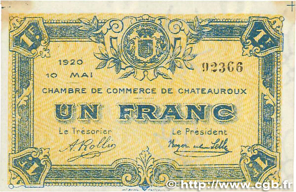 1 Franc FRANCE regionalism and various Chateauroux 1920 JP.046.23 XF