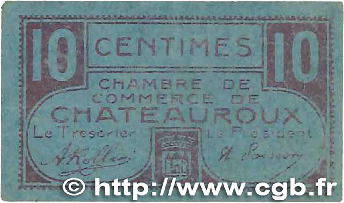 10 Centimes FRANCE régionalisme et divers Chateauroux 1918 JP.046.32 TTB