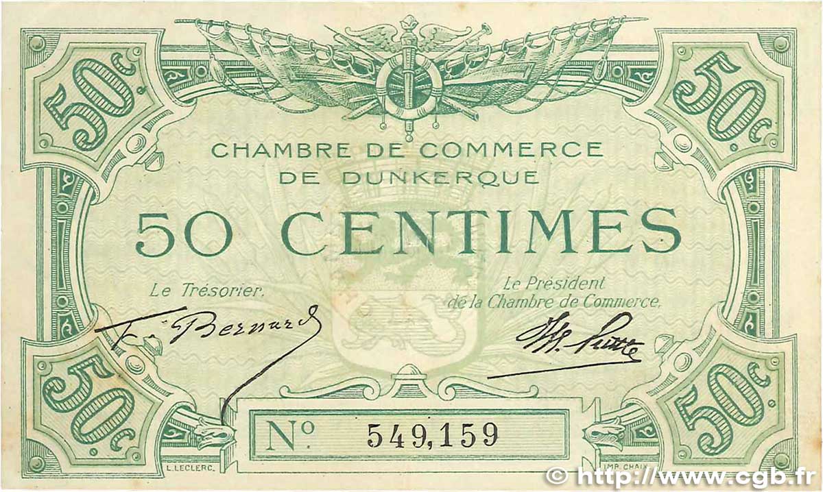 50 Centimes FRANCE régionalisme et divers Dunkerque 1918 JP.054.01 TTB