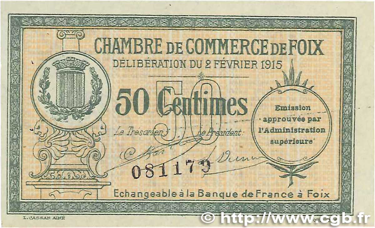 50 Centimes FRANCE Regionalismus und verschiedenen Foix 1915 JP.059.05var. VZ