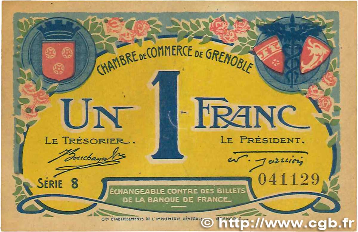 1 Franc FRANCE regionalismo y varios Grenoble 1917 JP.063.20 EBC