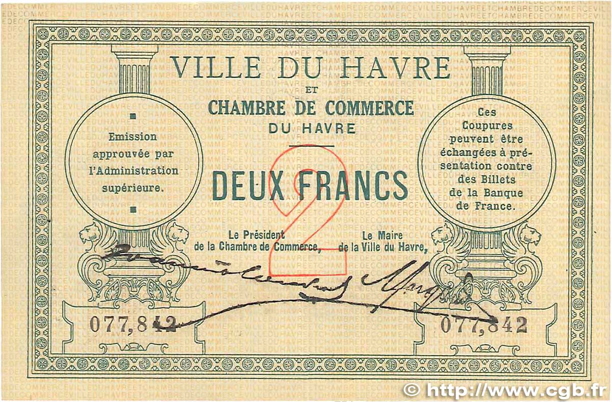 2 Francs FRANCE Regionalismus und verschiedenen Le Havre 1914 JP.068.07 SS