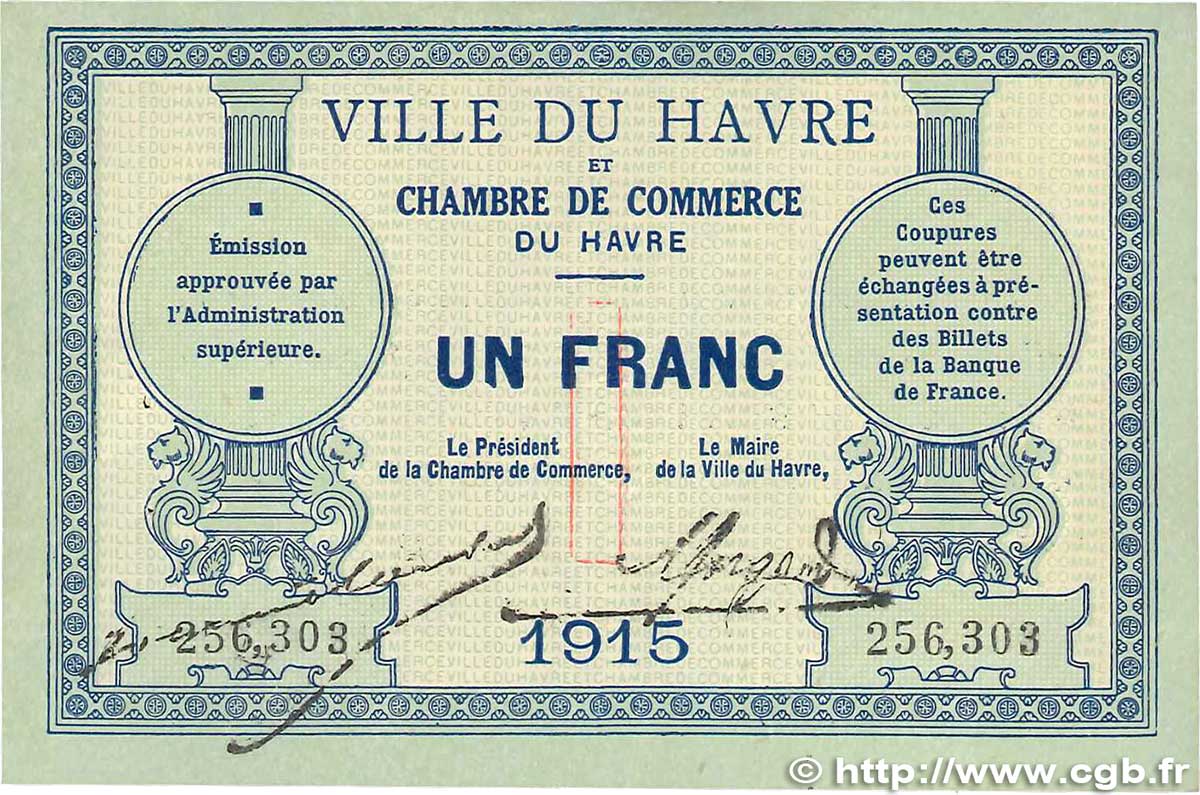 1 Franc FRANCE regionalism and miscellaneous Le Havre 1915 JP.068.10 VF+