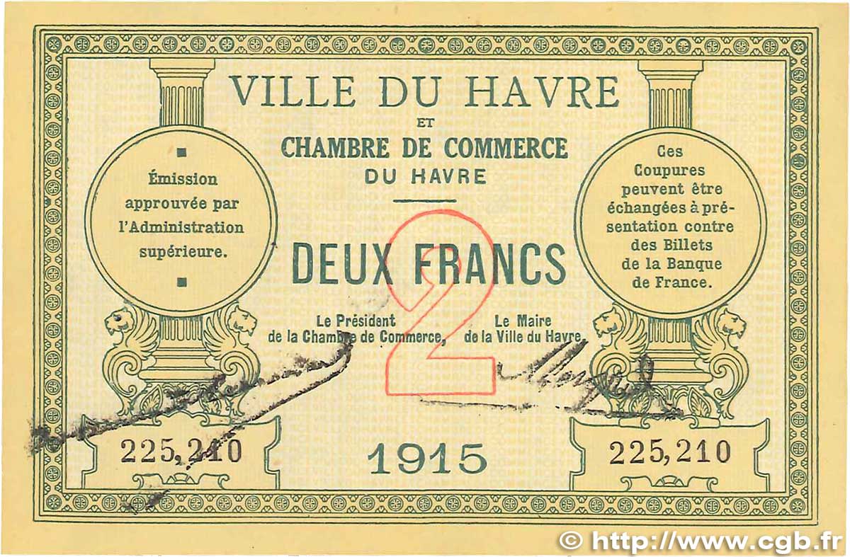 2 Francs FRANCE regionalismo e varie Le Havre 1915 JP.068.12 SPL+
