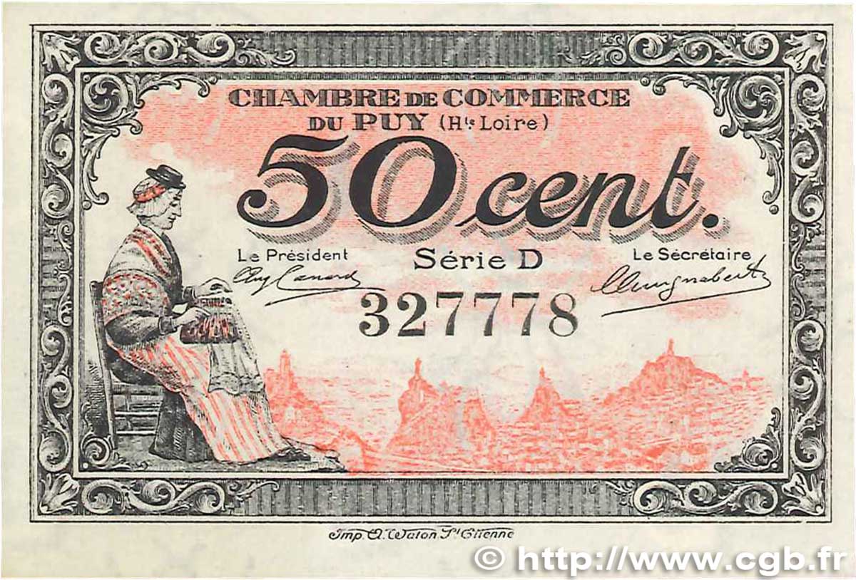50 Centimes FRANCE Regionalismus und verschiedenen Le Puy 1916 JP.070.08 ST