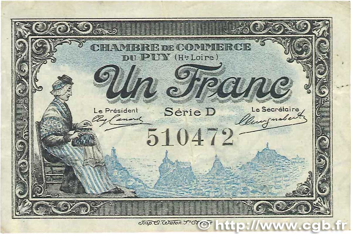 1 Franc FRANCE regionalism and miscellaneous Le Puy 1916 JP.070.09 VF