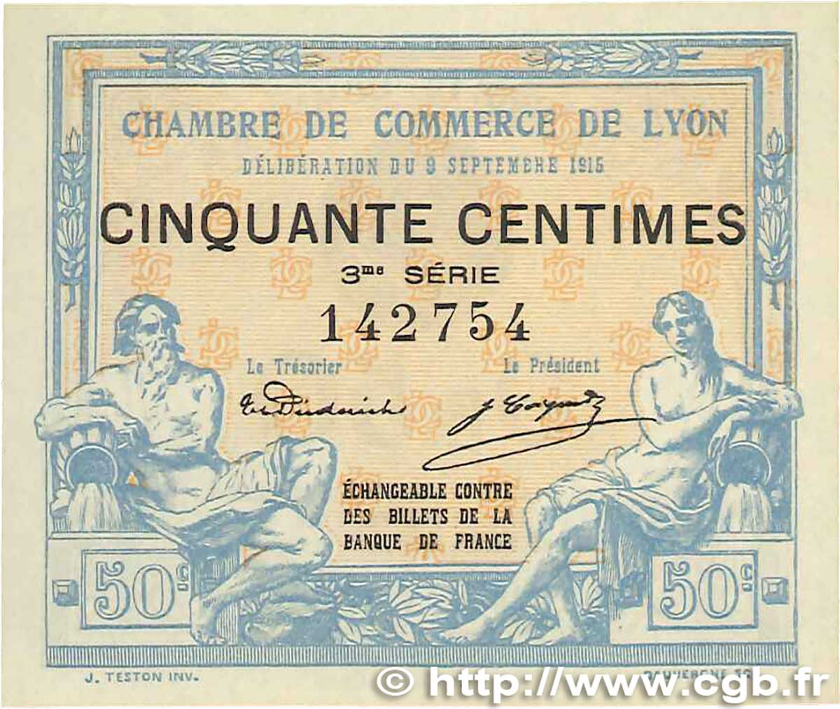 50 Centimes FRANCE régionalisme et divers Lyon 1915 JP.077.05 pr.NEUF
