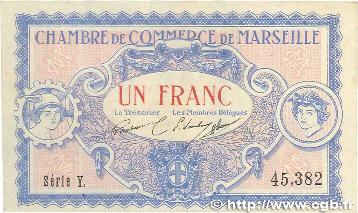 1 Franc FRANCE regionalismo e varie Marseille 1917 JP.079.64 MB