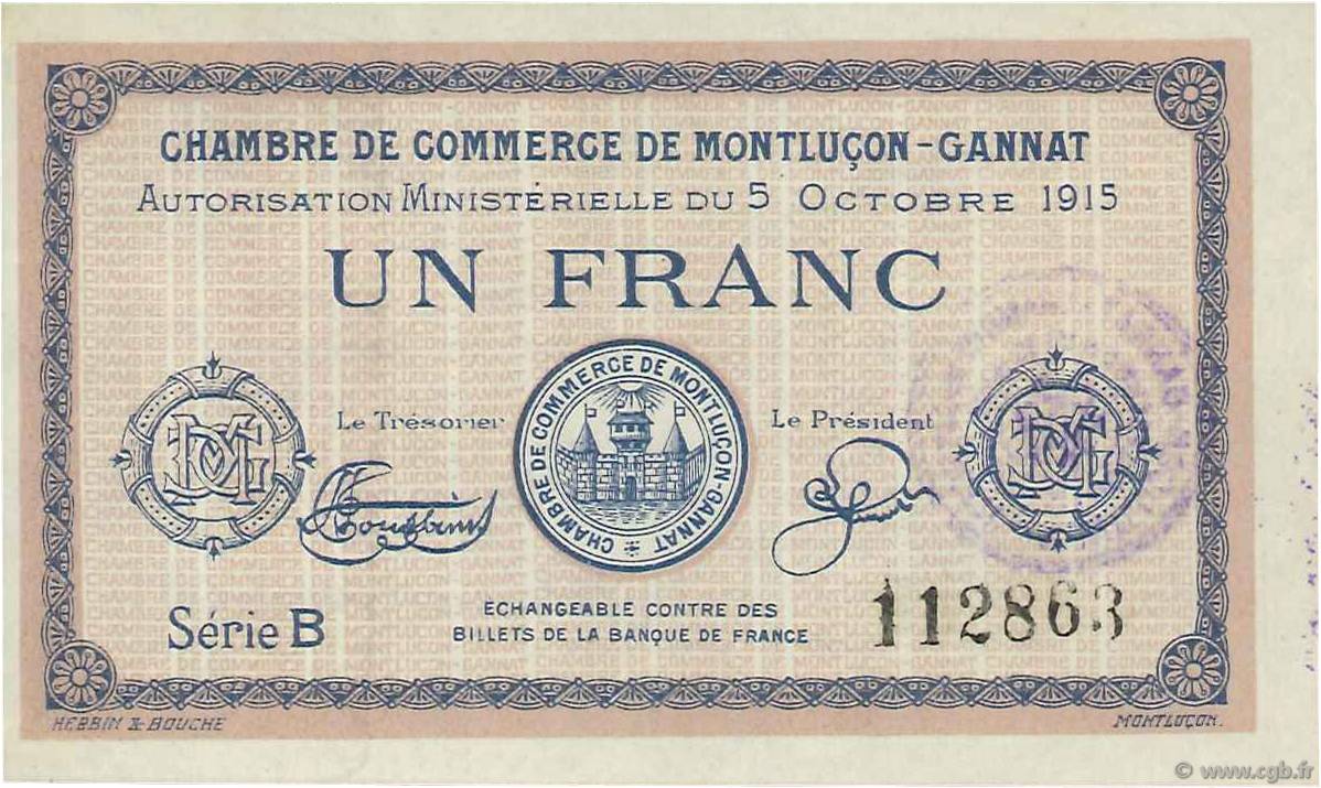 1 Franc FRANCE regionalism and various  1915 JP.084.15var. XF+