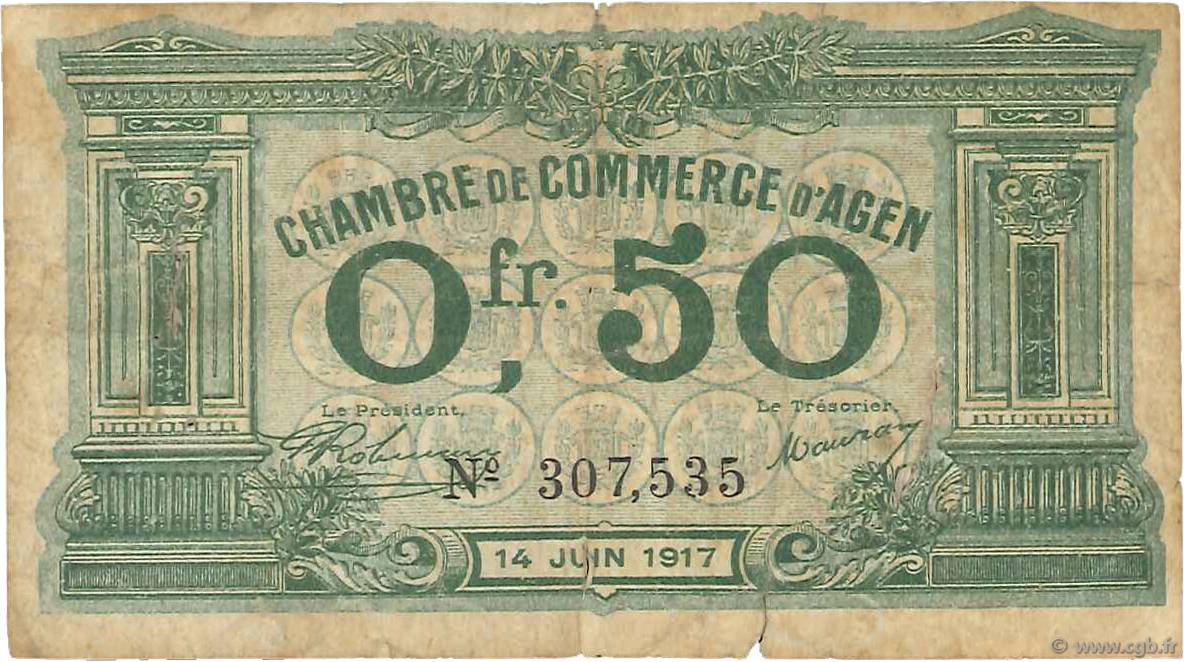 50 Centimes FRANCE régionalisme et divers Agen 1917 JP.002.13 B