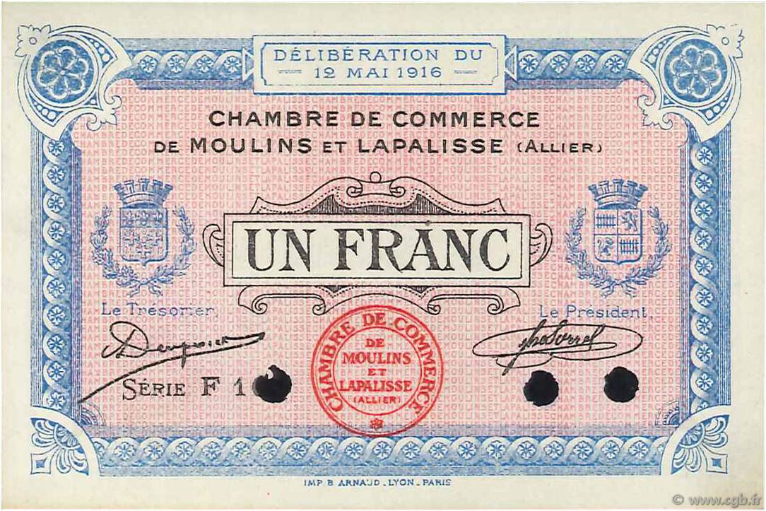 1 Franc Spécimen FRANCE régionalisme et divers Moulins et Lapalisse 1916 JP.086.06 pr.NEUF