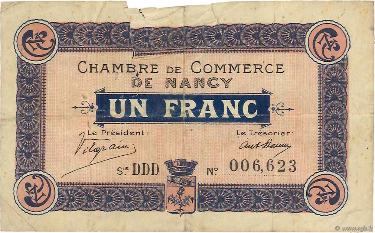 1 Franc FRANCE Regionalismus und verschiedenen Nancy 1916 JP.087.08 SGE