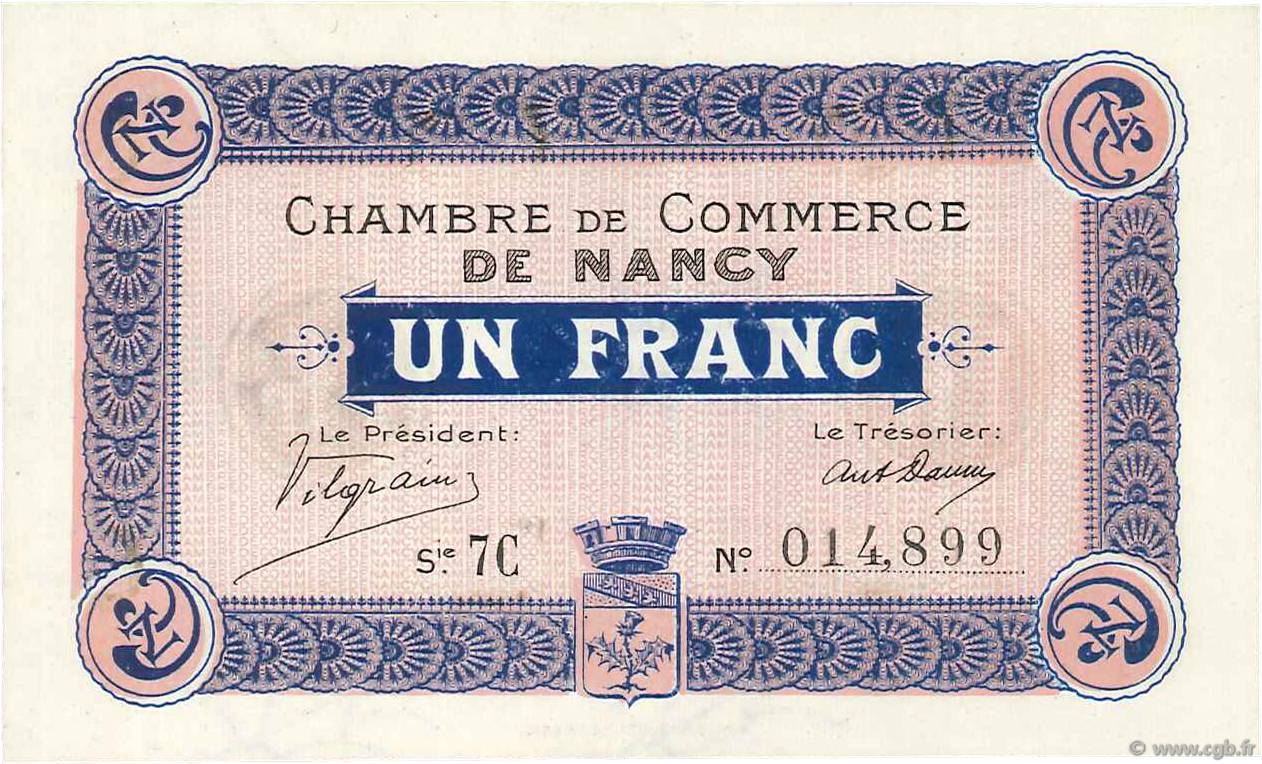 1 Franc FRANCE regionalism and various Nancy 1917 JP.087.15 UNC