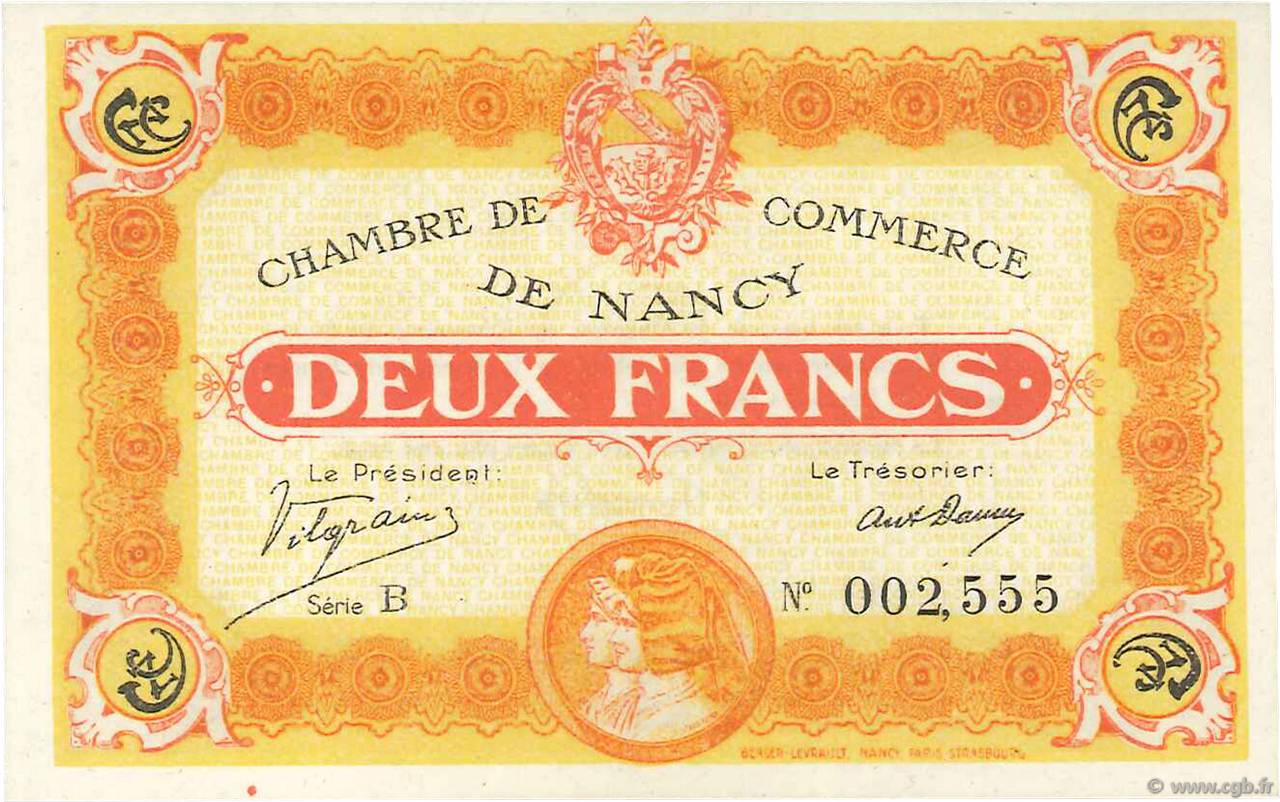 2 Francs FRANCE régionalisme et divers Nancy 1918 JP.087.25 NEUF