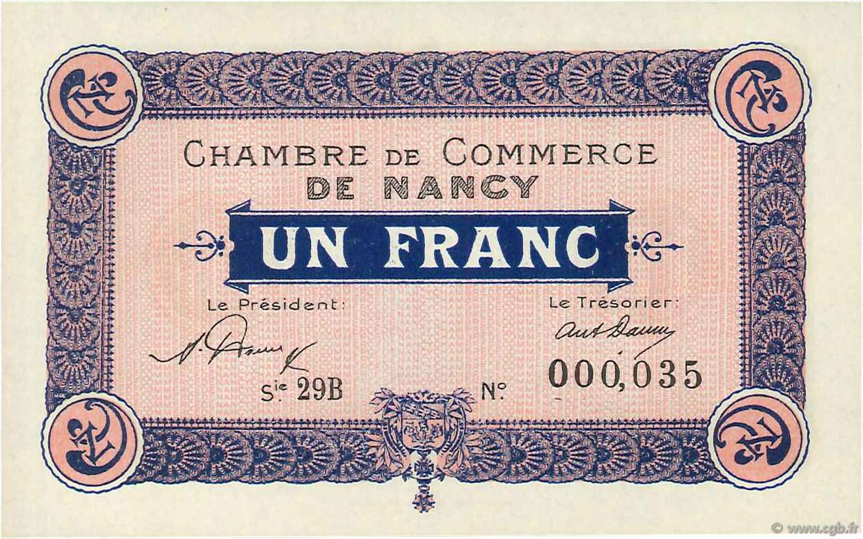 1 Franc FRANCE regionalism and miscellaneous Nancy 1921 JP.087.51 UNC