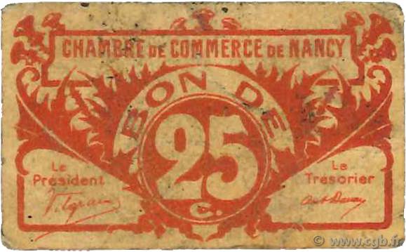 25 Centimes FRANCE regionalism and miscellaneous Nancy 1918 JP.087.64 F