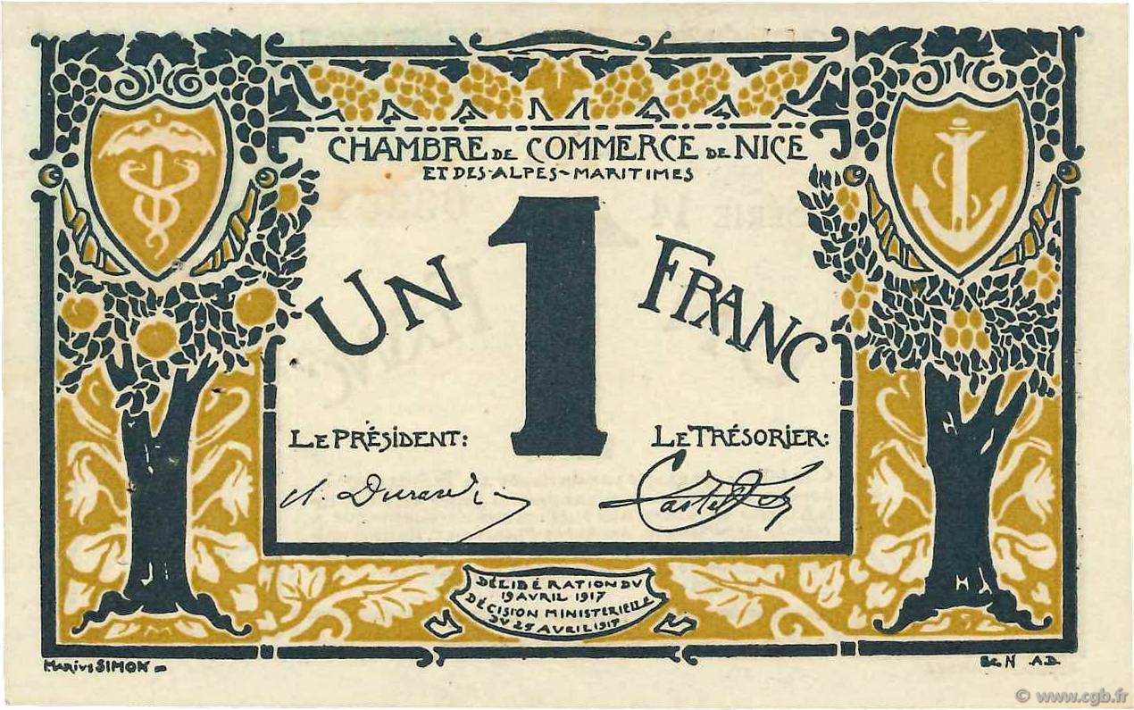 1 Franc FRANCE regionalismo y varios Nice 1917 JP.091.05 EBC
