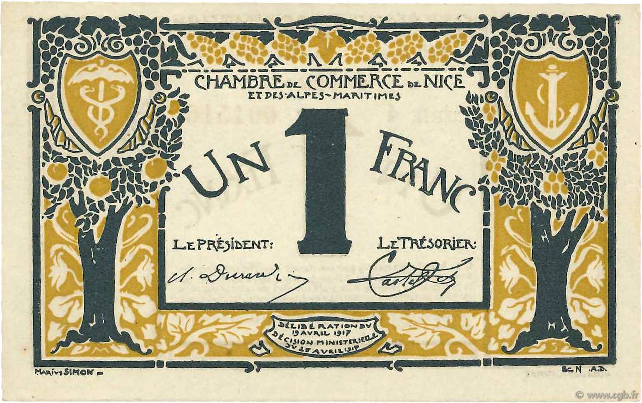 1 Franc FRANCE regionalismo y varios Nice 1917 JP.091.05 EBC+