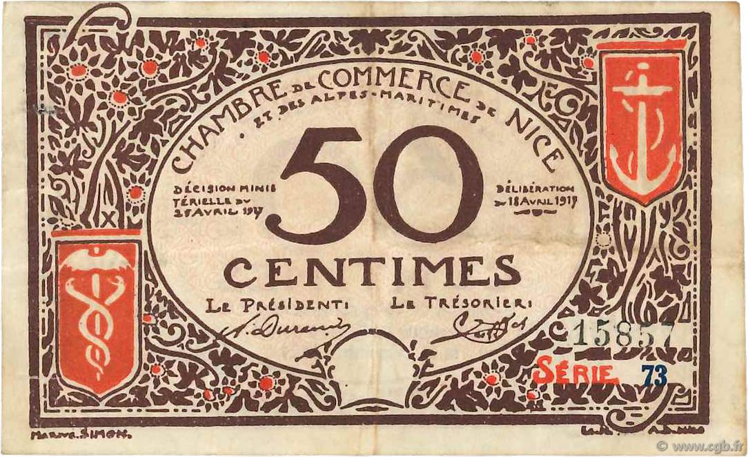 50 Centimes FRANCE regionalismo y varios Nice 1917 JP.091.06 BC