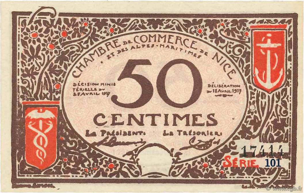 50 Centimes FRANCE regionalism and miscellaneous Nice 1917 JP.091.06 AU-