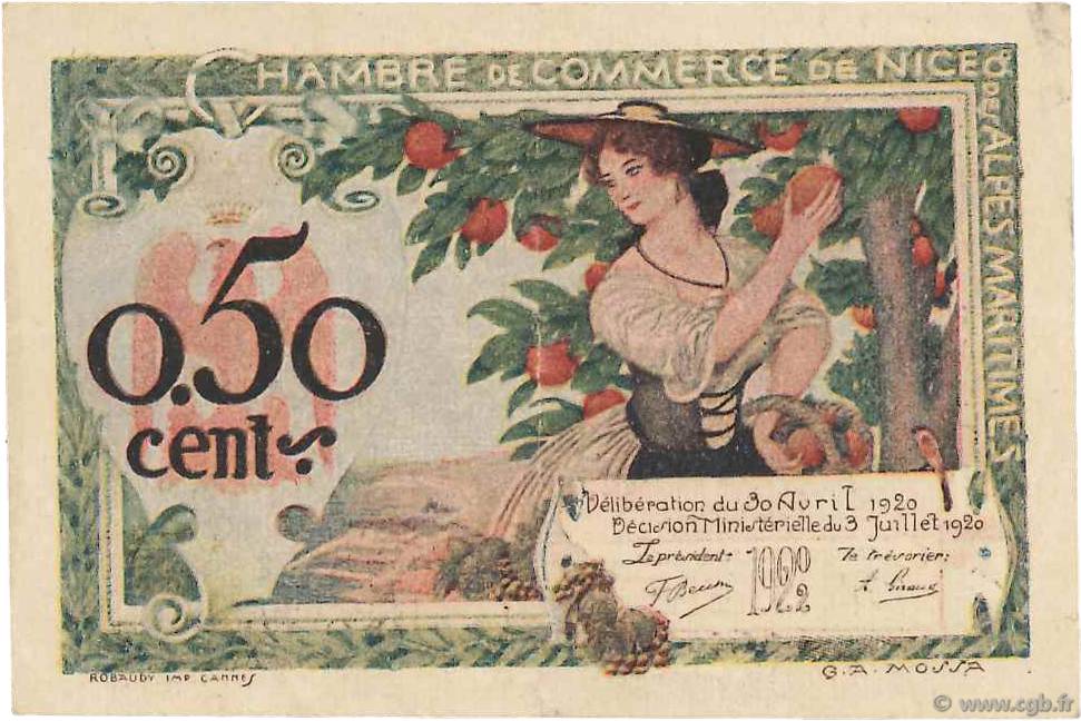 50 Centimes FRANCE regionalismo y varios Nice 1920 JP.091.09 MBC