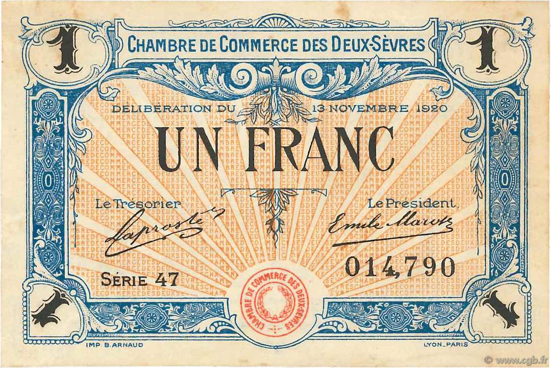 1 Franc FRANCE regionalism and various Niort 1920 JP.093.11 F