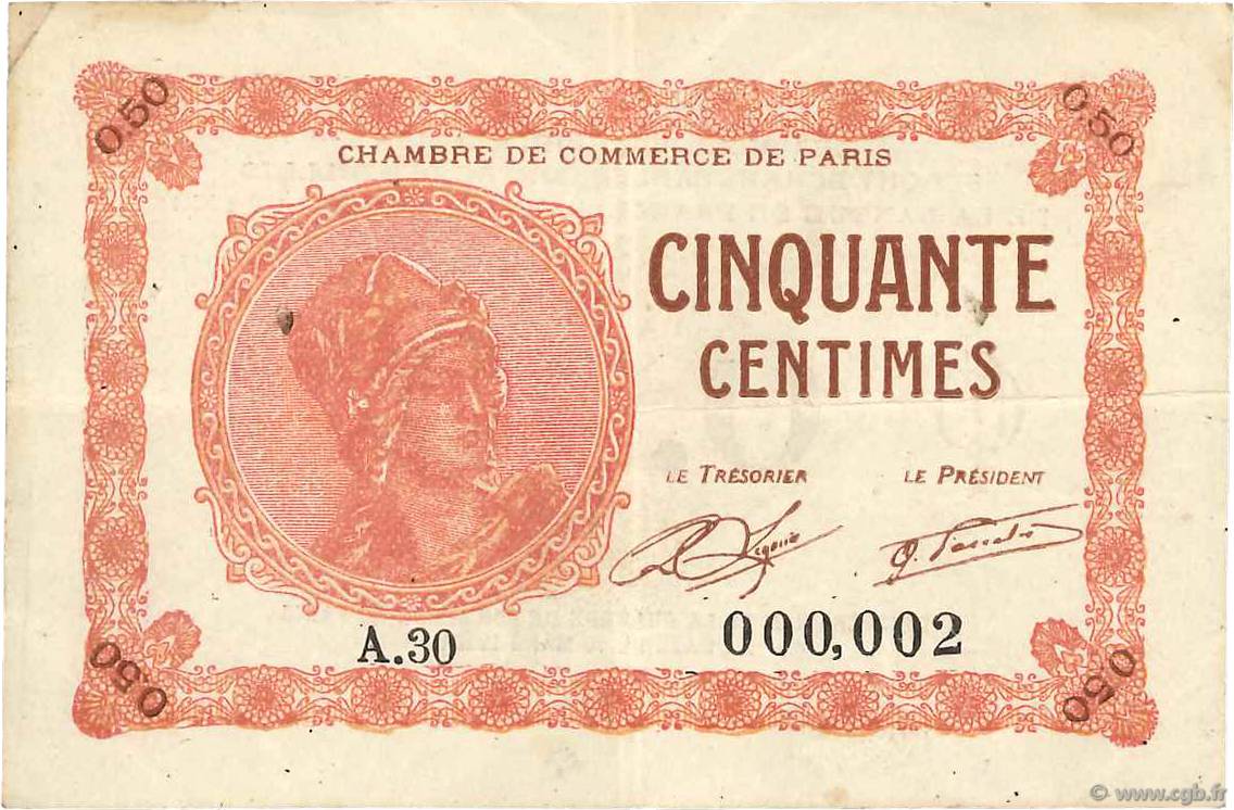 50 Centimes FRANCE regionalismo y varios Paris 1920 JP.097.10 BC