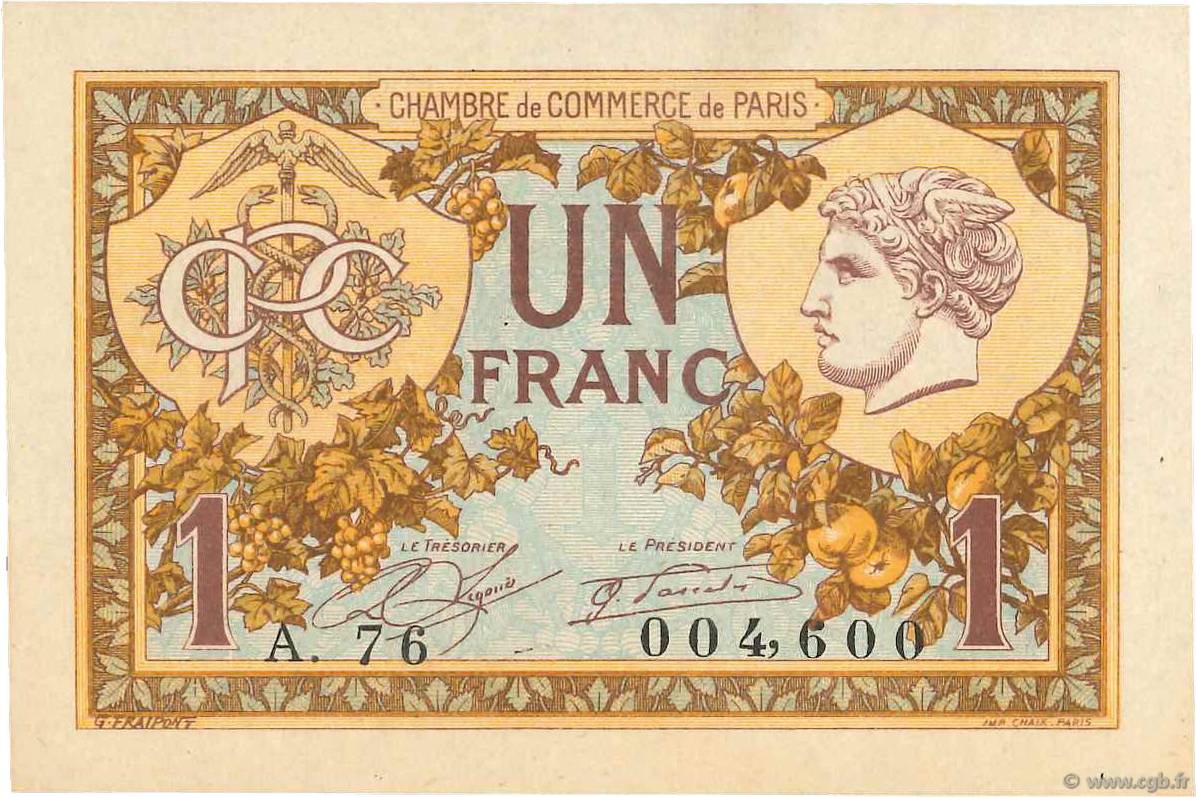 1 Franc FRANCE Regionalismus und verschiedenen Paris 1920 JP.097.36 fST